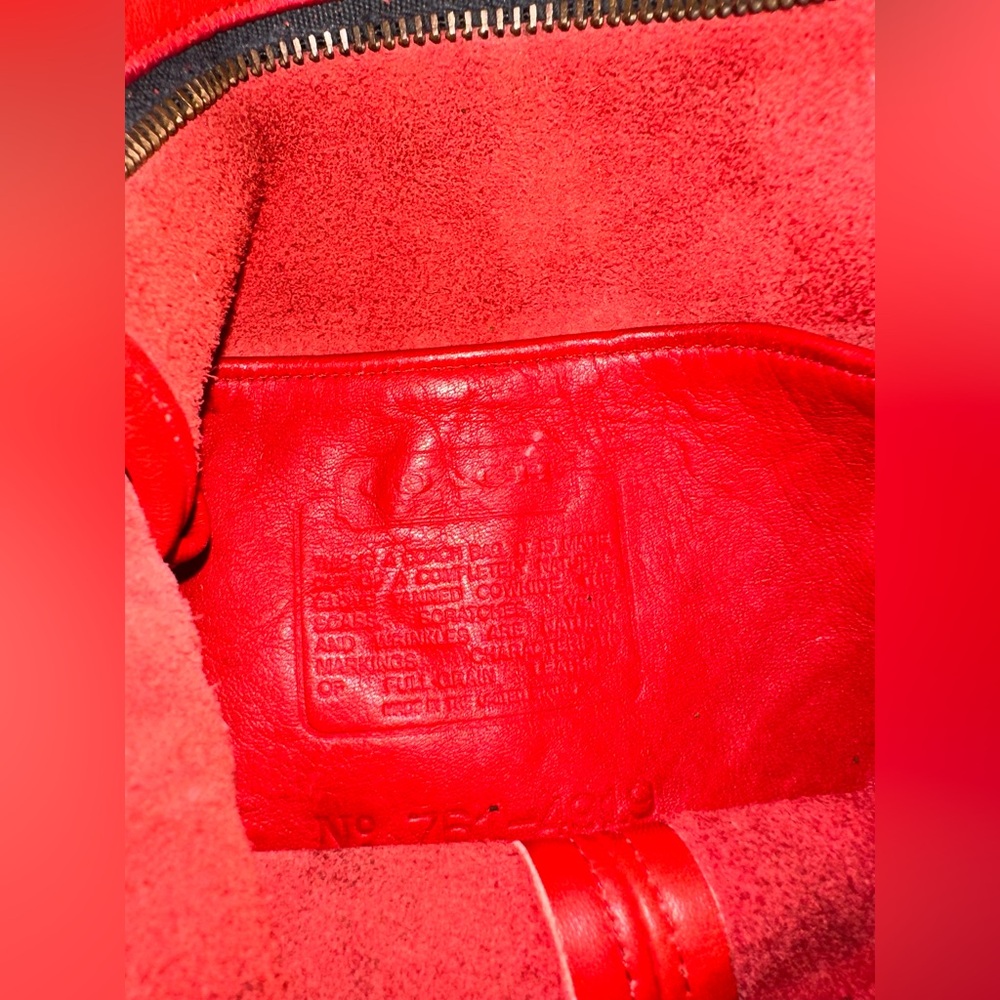 Vintage Red leather Coach Bucket bag duffle crossbody/shoulder Bag purse - Picture 6 of 9